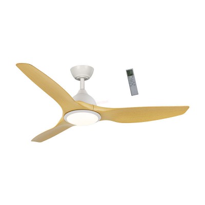 Ανεμιστήρας Οροφής PRCF-80726 Primo 52'' 132cm με Τηλεχειριστήριο 1 Φως LED 3 Φτερά Λευκός -Ξύλο
