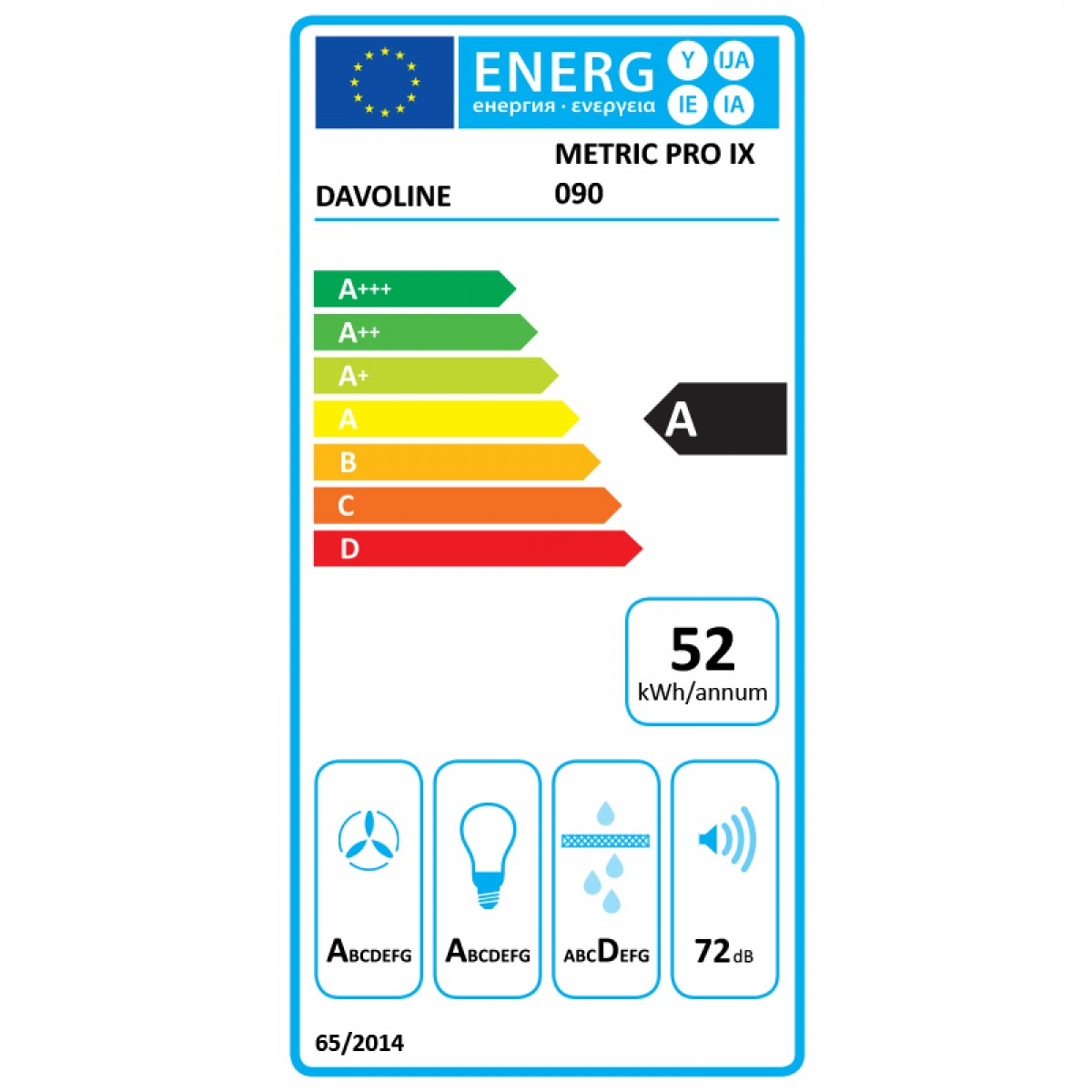 Απορροφητήρας Καμινάδα Davoline Metric Pro IX 90cm Inox Οικιακές Συσκευές