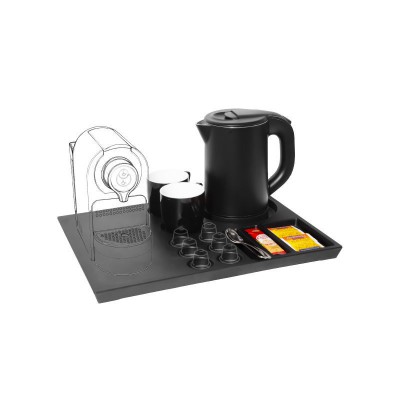 Ξενοδοχειακό Σετ Καλωσορίσματος PRWT-50086 Primo 0,8lt 1200W με Ανοξείδωτο Cool touch Μαύρο Βραστήρα & Βάση Μελαμίνης