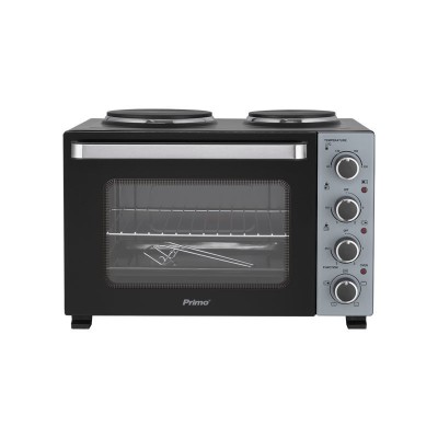 Ηλεκτρικό Φουρνάκι με 2 Εστίες PREO-40589 PRIMO 35lt 3000W Γυάλινη πρόσοψη Μαύρο/Ασημί