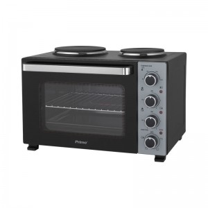 Ηλεκτρικό Φουρνάκι με 2 Εστίες PREO-40589 PRIMO 35lt 3000W Γυάλινη πρόσοψη Μαύρο/Ασημί Οικιακές Συσκευές