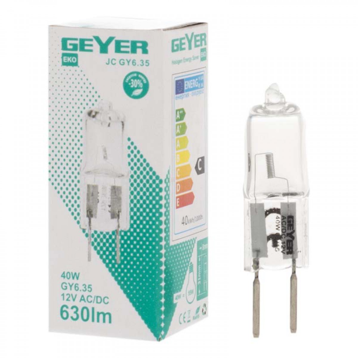 Λάμπα Αλογόνου GY6.35 40W 12V 2700Κ Geyer  Ηλεκτρολογικός Εξοπλισμός