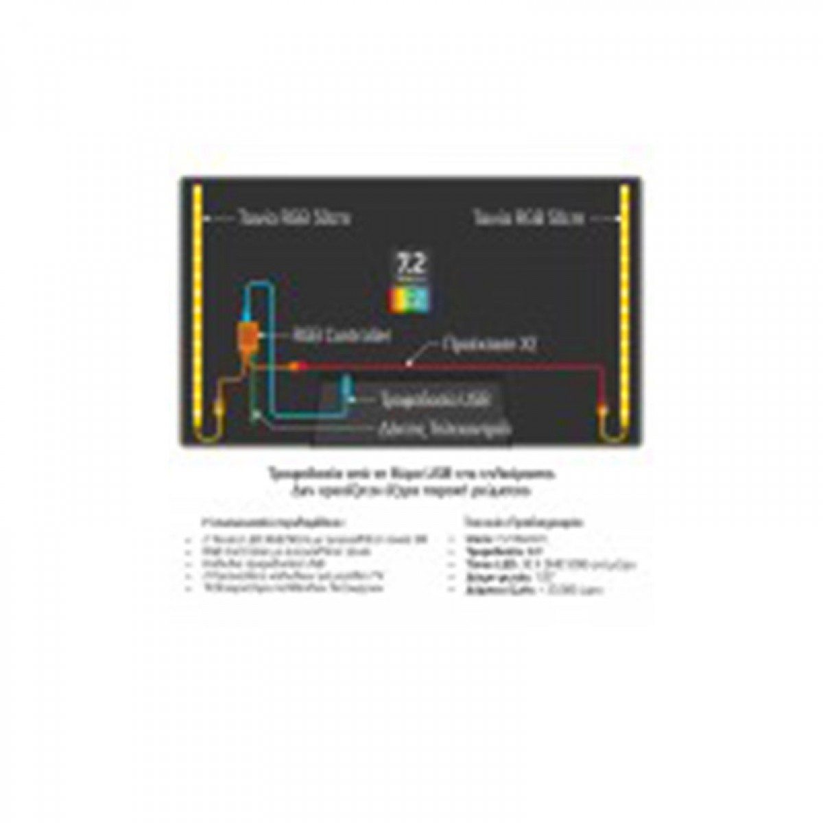 ΤΑΙΝΙΑ LED ΣΕΤ TV BACKLIGHT KIT 7.2W RGB Ηλεκτρολογικός Εξοπλισμός