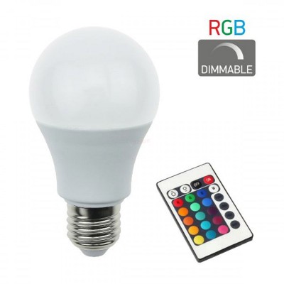 Λάμπα LED RGB Ε27 7.5W 3000Κ Θερμό Λευκό με Τηλεχειριστήριο