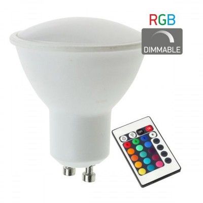 Λάμπα LED RGB GU10 4.5W 3000Κ Θερμό Λευκό με Τηλεχειριστήριο
