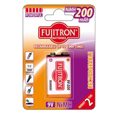 Επαναφορτιζόμενη Μπαταρία Fujitron 9V Ni-MH 200mAh 