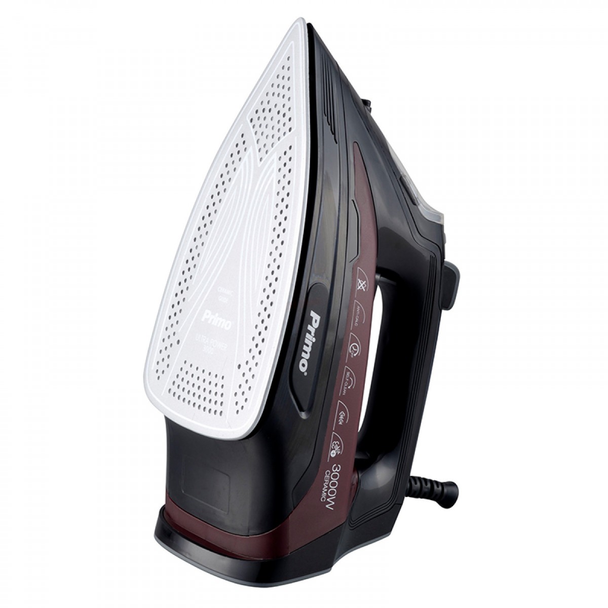 Σίδερο Ατμού PRSI-40313 Primo Κεραμική Πλάκα 3000W Anti-drip-Anti-calc-Auto shut-off Μαύρο-Μπορντώ Μικροσυσκευές