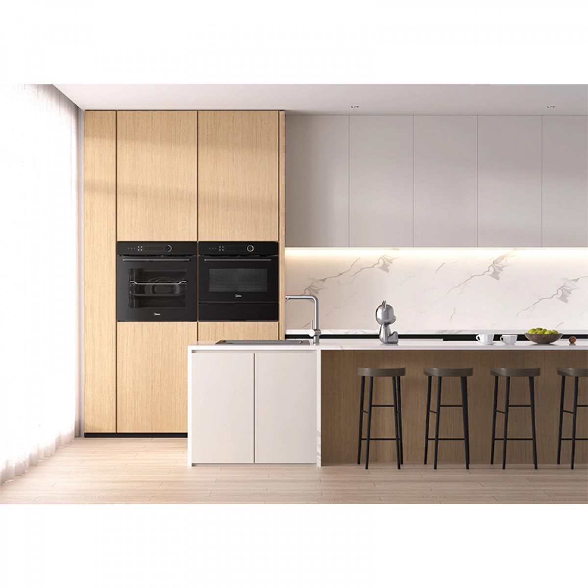 Εντοιχιζόμενος Φούρνος Άνω Πάγκου Midea MBO7NP30E4-BK Μαύρος Οικιακές Συσκευές