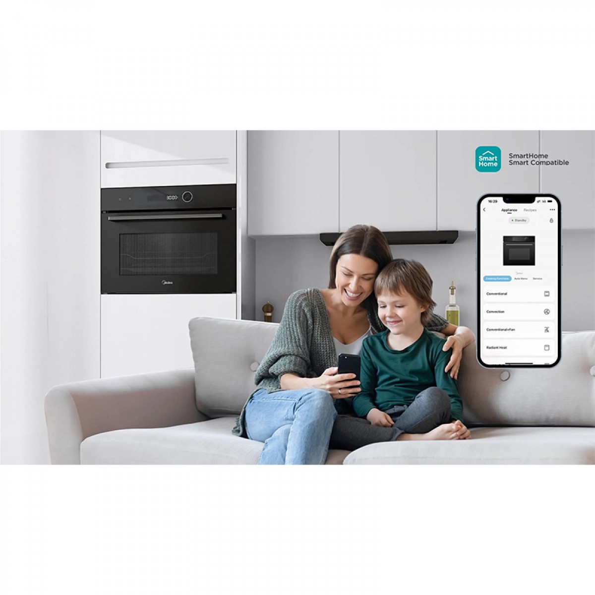 Εντοιχιζόμενος Φούρνος Άνω Πάγκου Midea MBO7NP30E4-BK Μαύρος Οικιακές Συσκευές