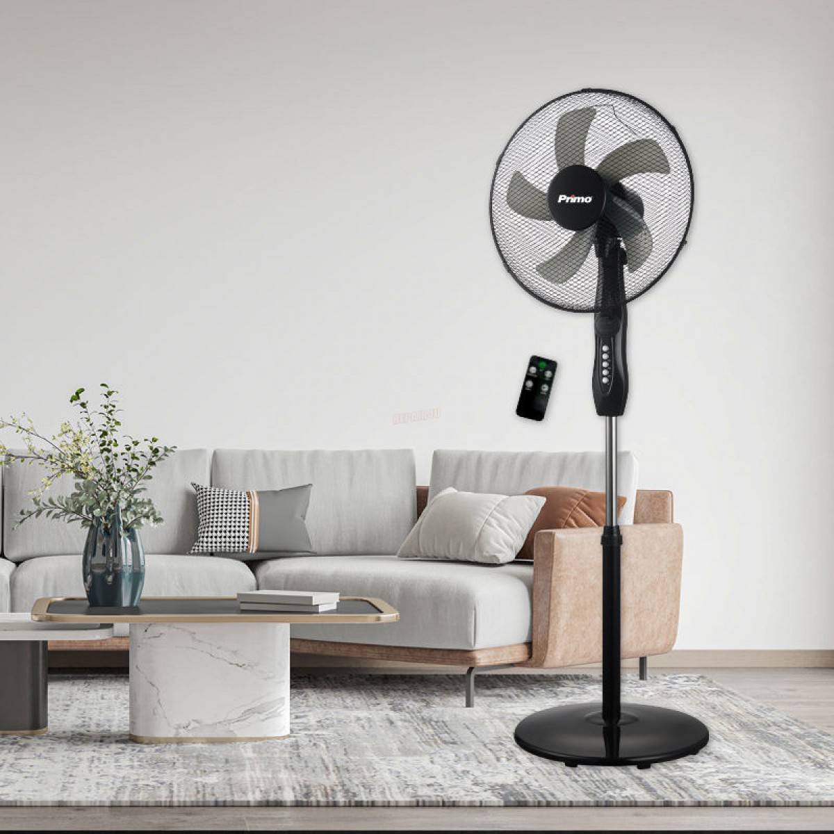 Ανεμιστήρας Ορθοστάτης 16'' 40cm PRSF-80719 Primo Μαύρος με R/C Μικροσυσκευές