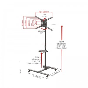 Βάση Τηλεόρασης Δαπέδου SW411H Barkan 13" - 83" με Κλίση και Ροδάκια Ηλεκτρολογικός Εξοπλισμός