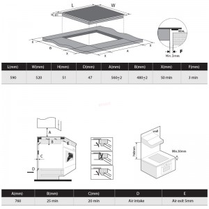 Σετ Εντοιχιζόμενος Φούρνος με Εστία Davoline OHCS 8004 BL Μαύρο Οικιακές Συσκευές