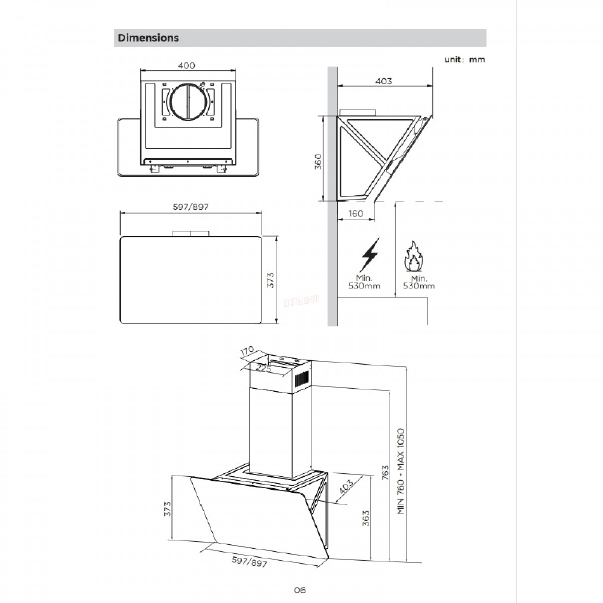 Απορροφητήρας Καμινάδα Midea MCVN606 60cm Μαύρος  Οικιακές Συσκευές