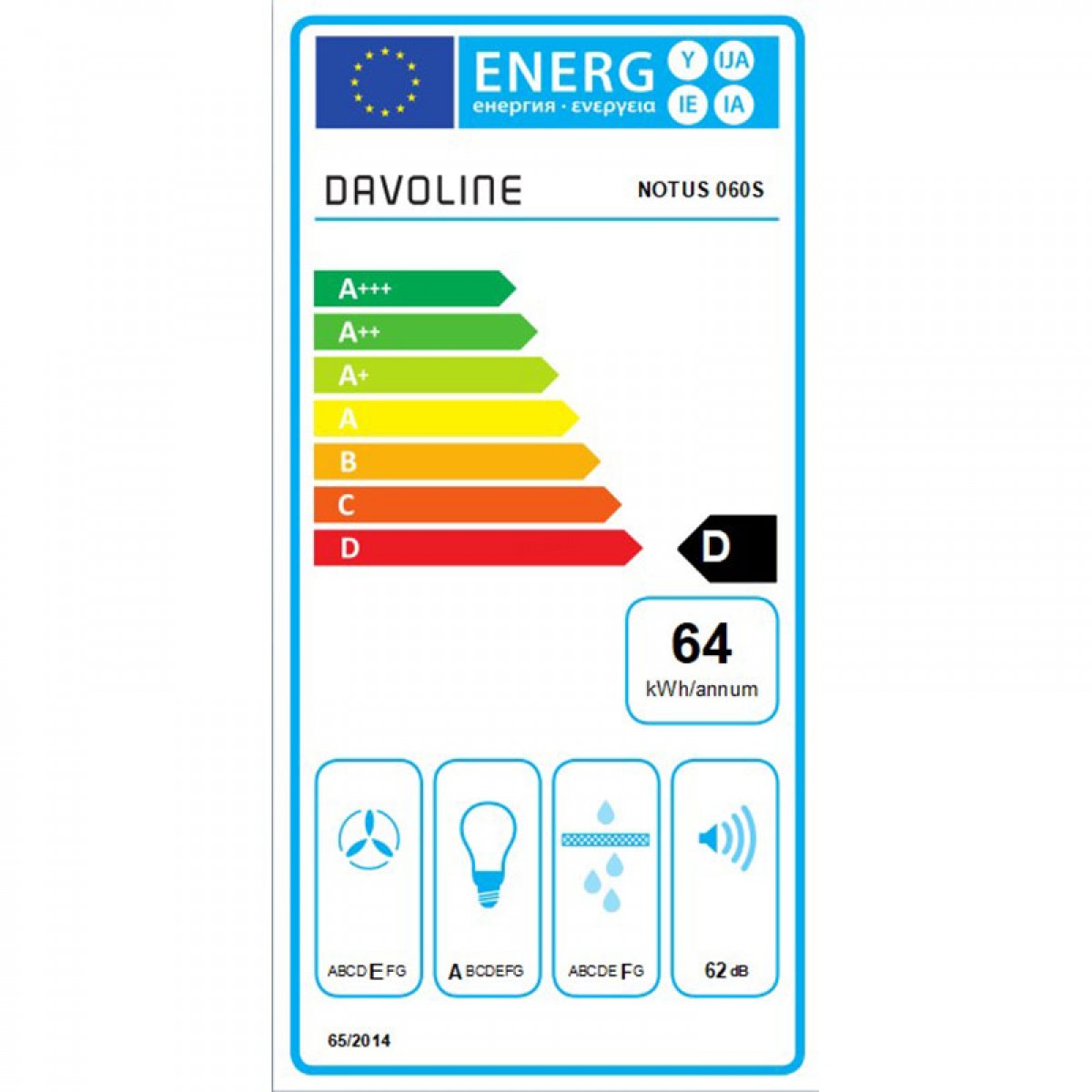 Απορροφητήρας Εντοιχιζόμενος Davoline Notus 060 S 60cm Inox Οικιακές Συσκευές