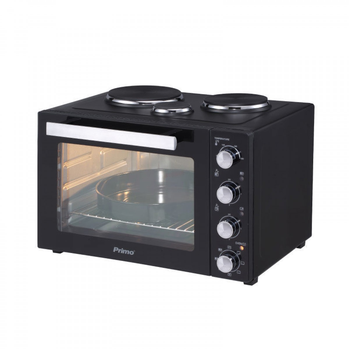 Ηλεκτρικό Φουρνάκι PREO-40253NS Primo με 3 Εστίες 50lt με Λειτουργία Αέρα Μαύρο Οικιακές Συσκευές