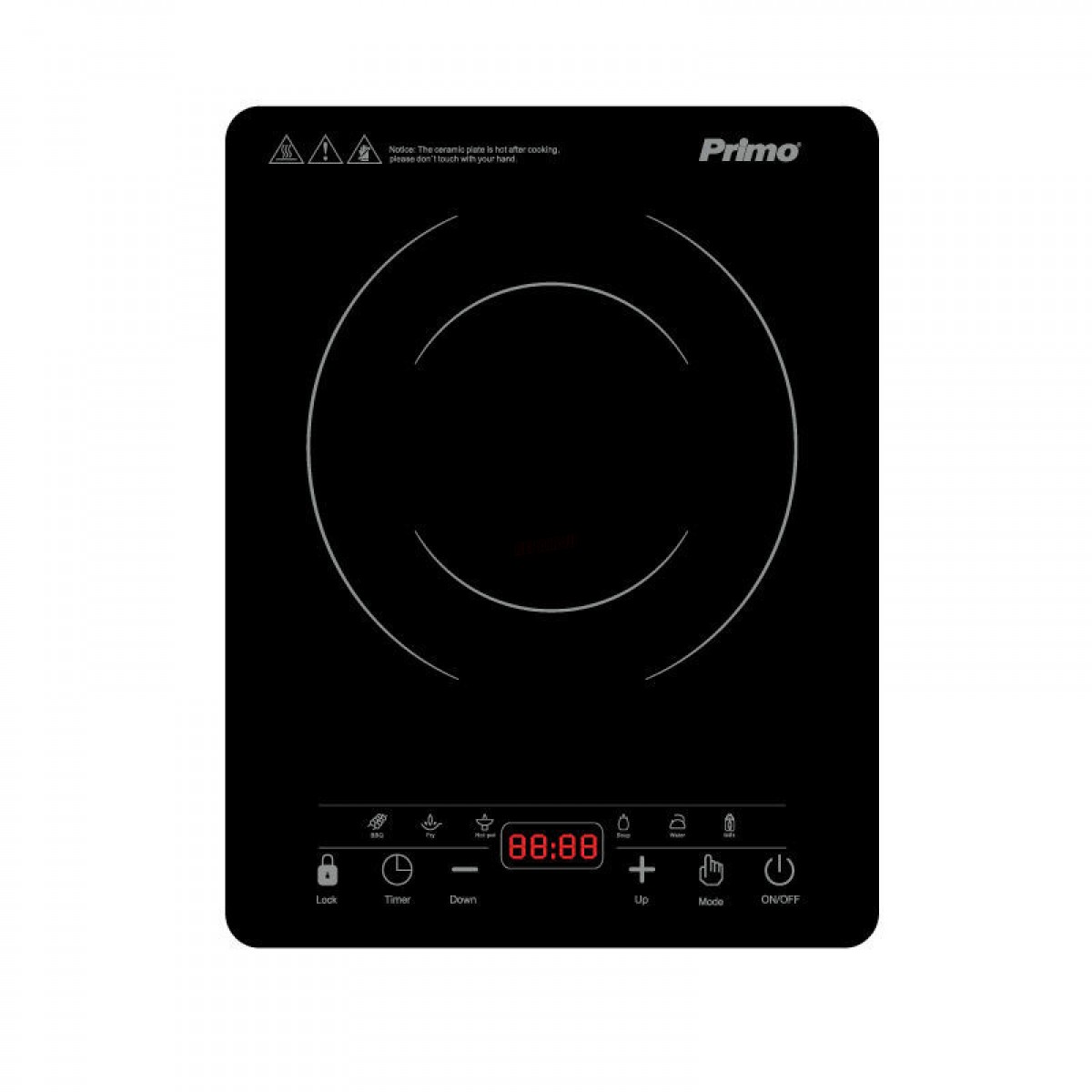 Επαγωγική Εστία Μονή PRIC-40300 Primo 2000W με Πάνελ Αφής 28Χ35εκ. Γυάλινη Μαύρη Μικροσυσκευές