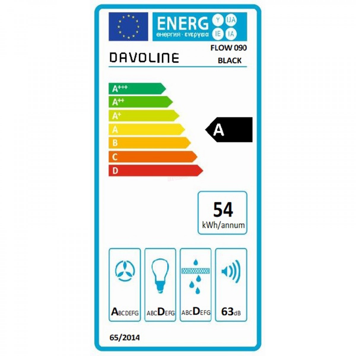Απορροφητήρας Νησίδα Davoline Flow 90cm Μαύρος Οικιακές Συσκευές