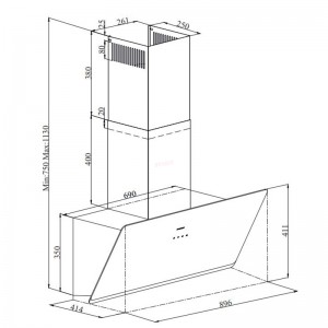 Απορροφητήρας Καμινάδα Davoline Shape 090 BL 90cm Μαύρος Οικιακές Συσκευές