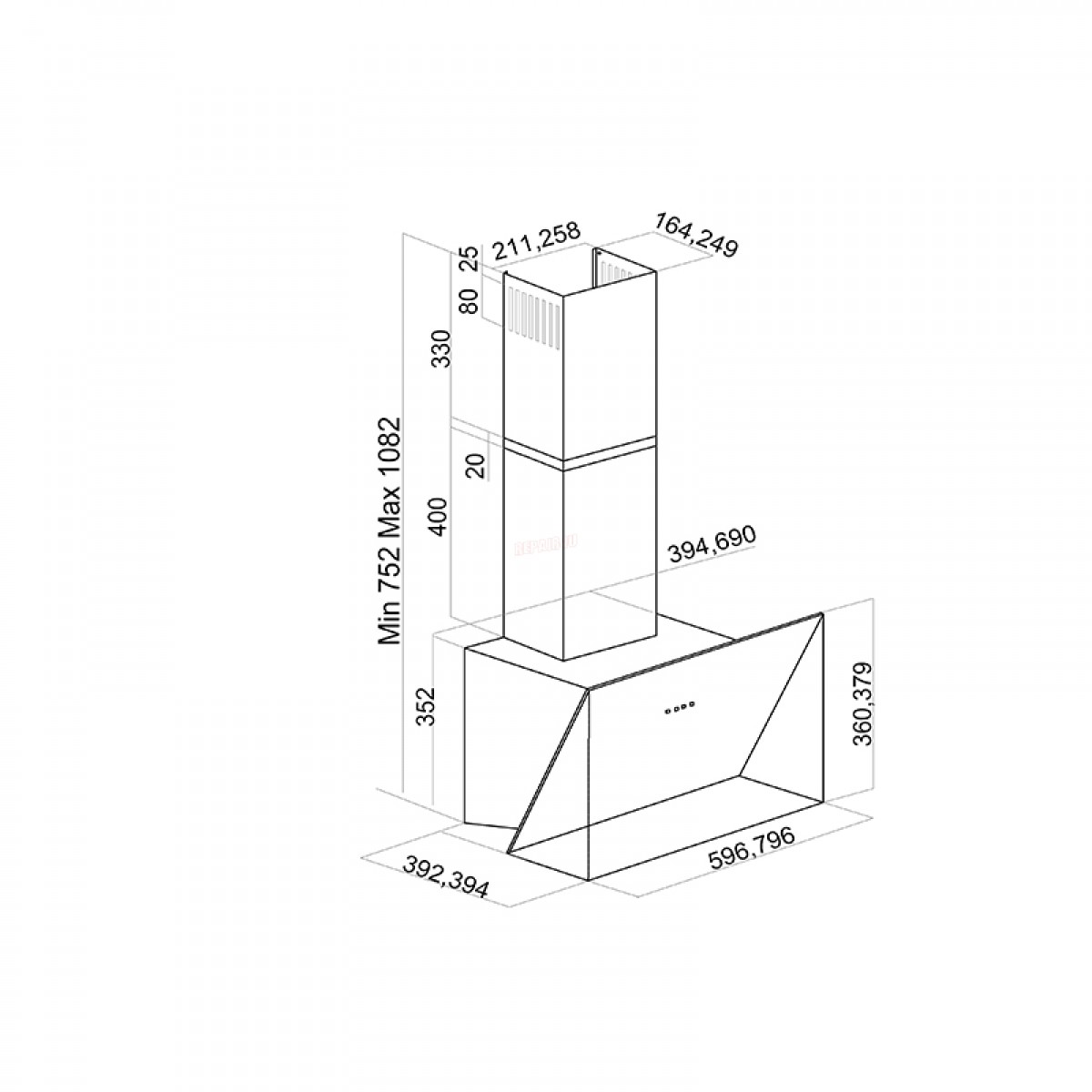 Απορροφητήρας Καμινάδα Davoline Strong Cement 60cm Γκρι Οικιακές Συσκευές