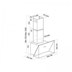 Απορροφητήρας Καμινάδα Davoline Strong Cement 60cm Γκρι Οικιακές Συσκευές