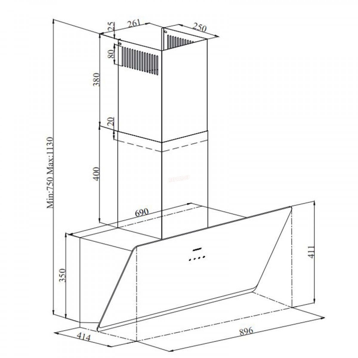Απορροφητήρας Καμινάδα Davoline Shape 090 WH 90cm Λευκό Οικιακές Συσκευές