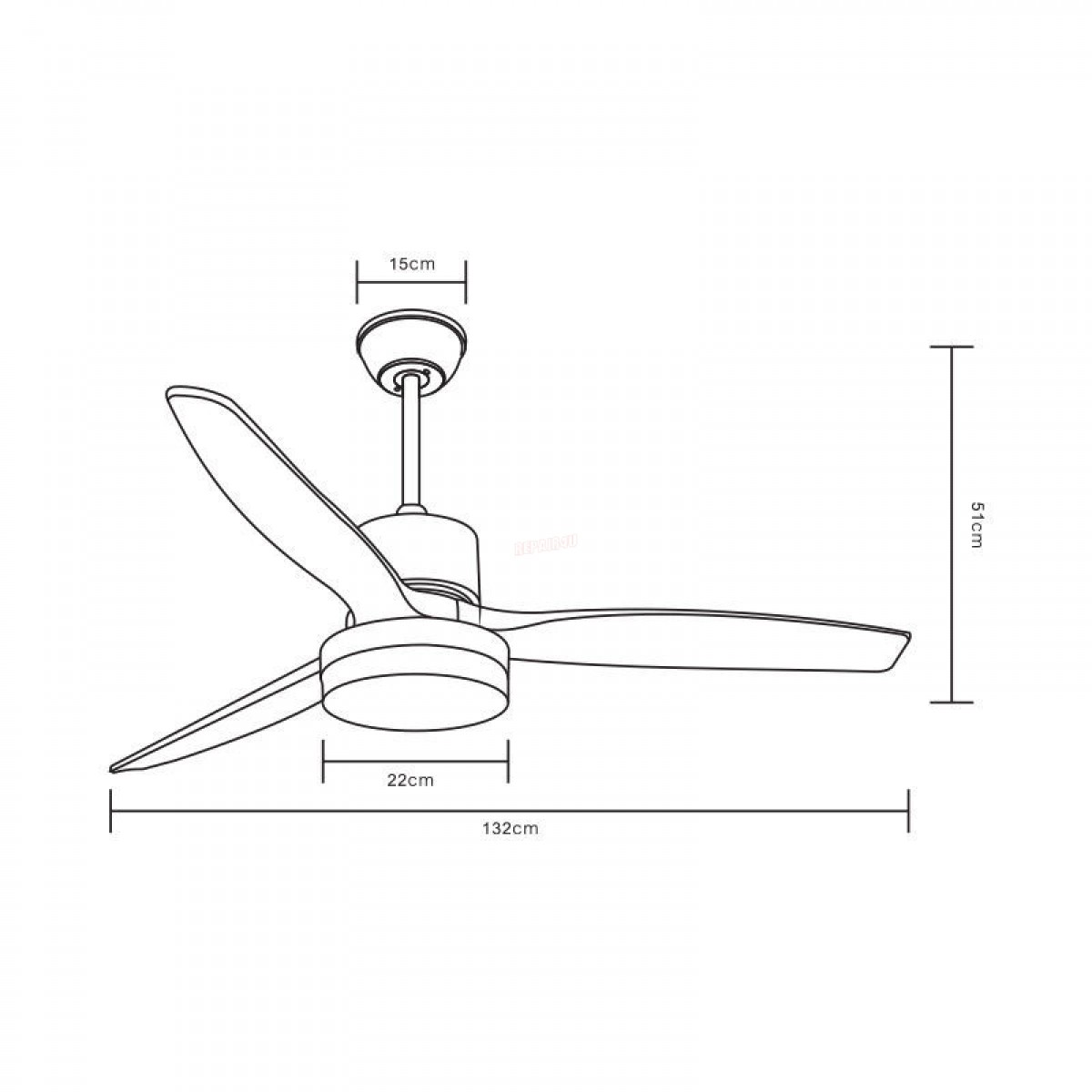 Ανεμιστήρας Οροφής PRCF-80442 Primo 52'' 132cm με Τηλεχειριστήριο 1 Φως LED 3 Φτερά Καφέ-Inox Μικροσυσκευές