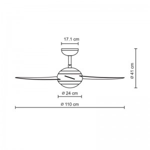 Ανεμιστήρας Οροφής PRCF-80283 Primo 44'' 110cm Με Τηλεχειριστήριο 1 Φως 5 Φτερά Οξιά Μικροσυσκευές