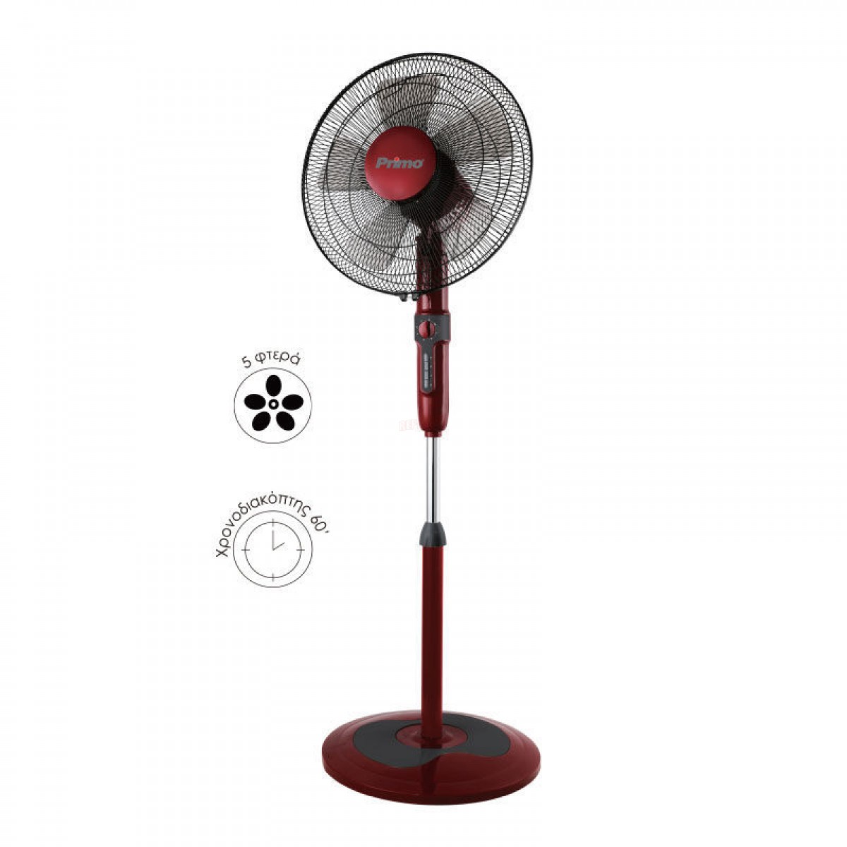 Ανεμιστήρας Ορθοστάτης PRSF-80503 Primo 16'' 40cm Κόκκινο - Μαύρο  Μικροσυσκευές