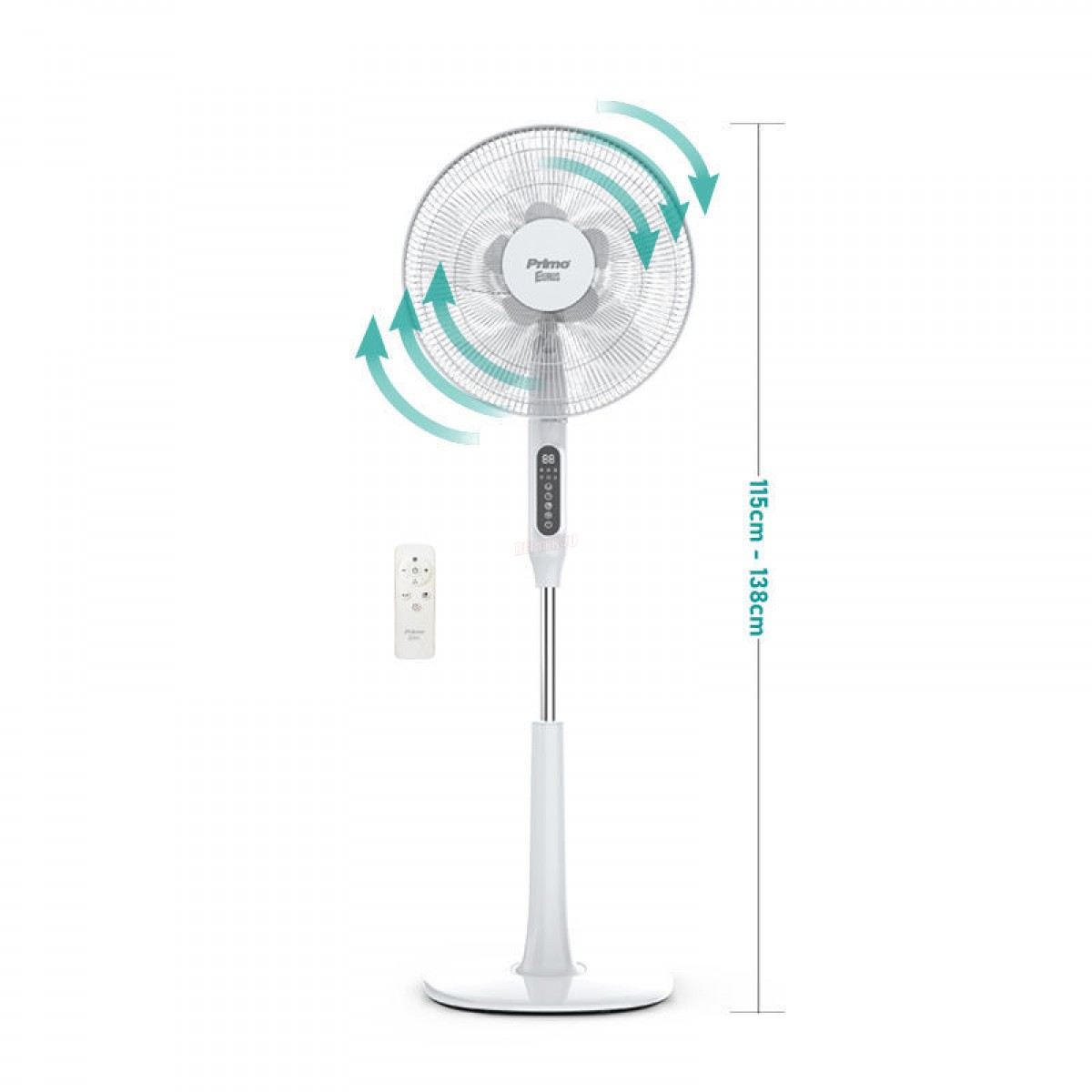Ανεμιστήρας Ορθοστάτης PRSF-80614D Primo 16'' 40cm με Τηλεχειριστήριο και DC Μοτέρ Λευκός Μικροσυσκευές