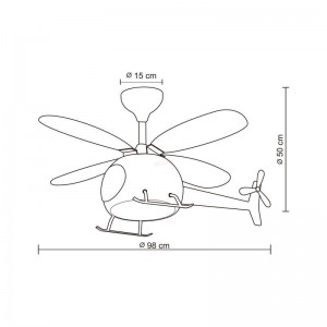 Ανεμιστήρας Οροφής Helicopter PRCF-80679 Primo DC 38'' 98cm με Τηλεχειριστήριο 1 Φως LED 4 Φτερά Λευκός Kids Series Μικροσυσκευές